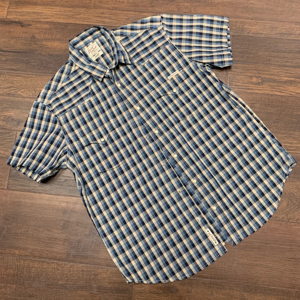 Lucky Brand Plaid Western Short Sleeve Button Up